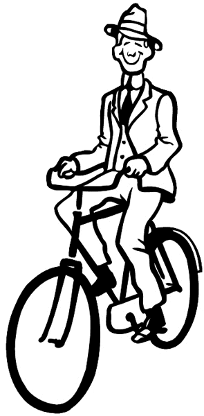 Businessman riding bicycle vinyl sticker. Customize on line.       Bicycles Motorcycles 009-0122  